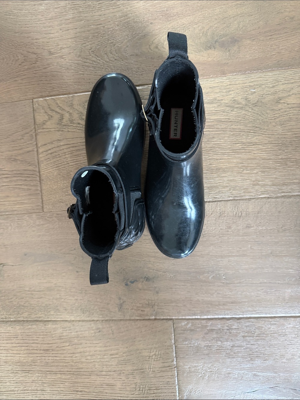 Hunter Black Gloss Chelsea Ankle Rain Boots